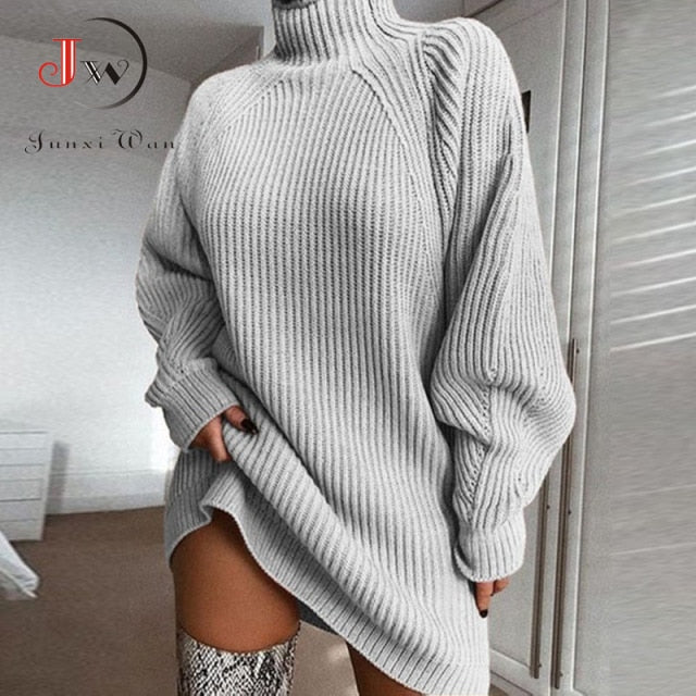 Women Turtleneck Oversized Knitted Dress