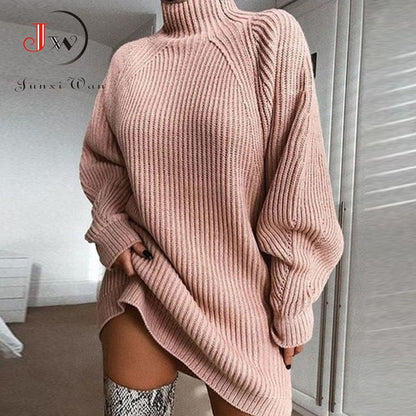 Women Turtleneck Oversized Knitted Dress