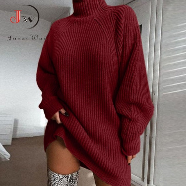 Women Turtleneck Oversized Knitted Dress