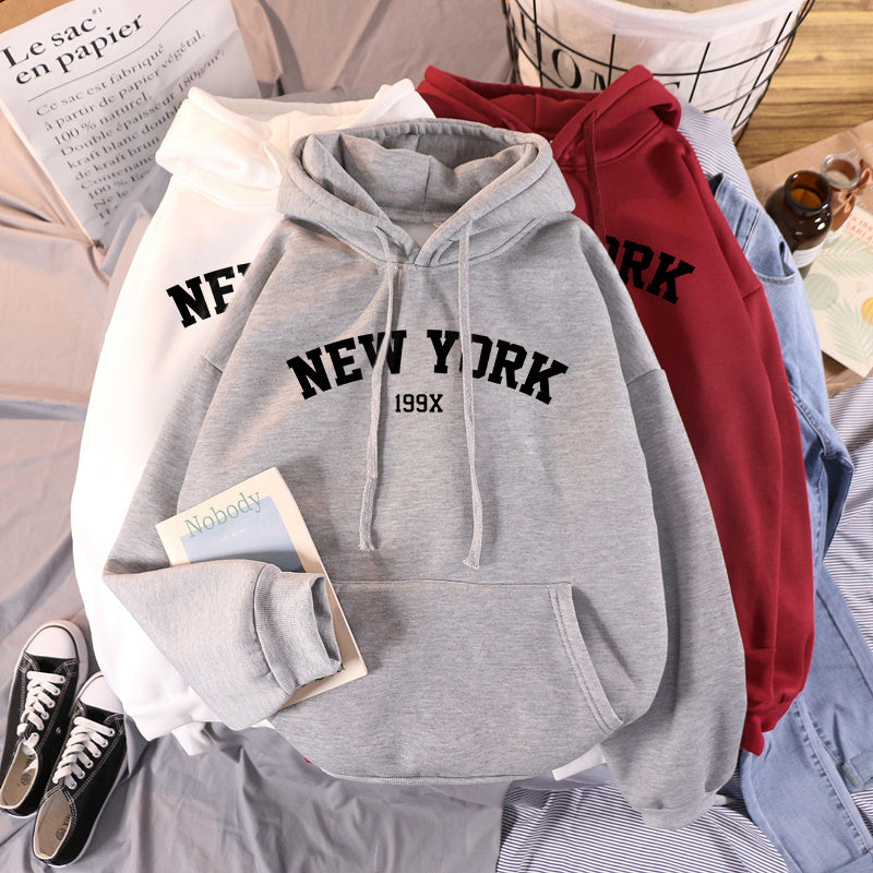 NEW Women NEW YORK Printing Cotton Thicken Warm Hoodies