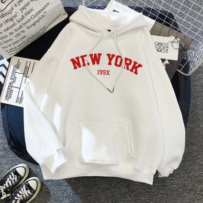 NEW Women NEW YORK Printing Cotton Thicken Warm Hoodies