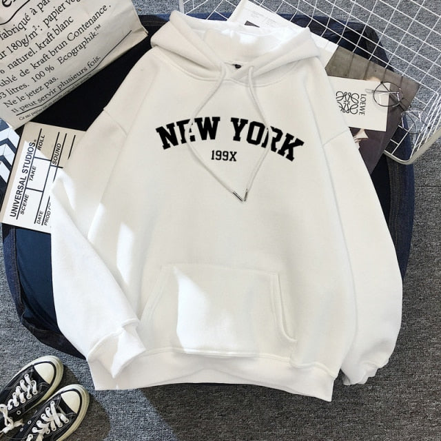 NEW Women NEW YORK Printing Cotton Thicken Warm Hoodies