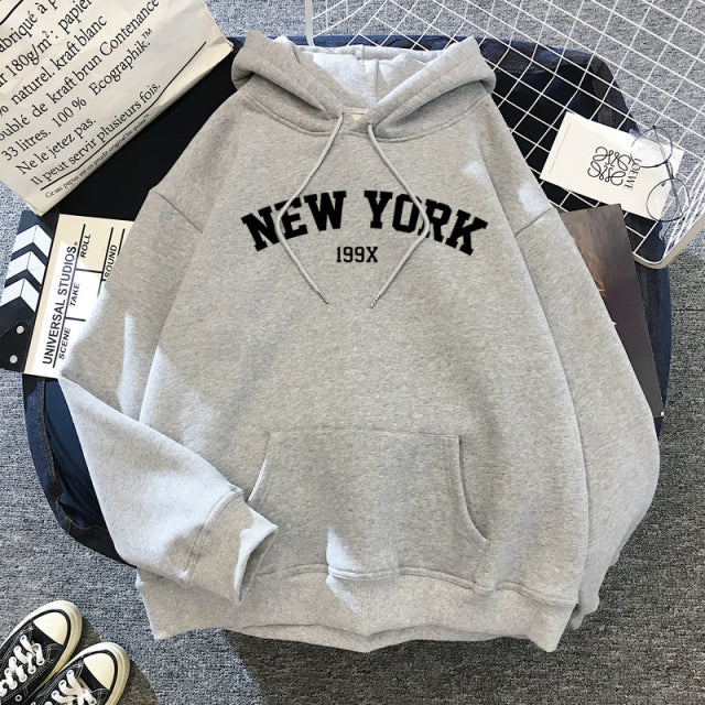 NEW Women NEW YORK Printing Cotton Thicken Warm Hoodies