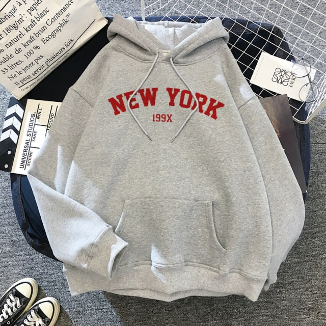 NEW Women NEW YORK Printing Cotton Thicken Warm Hoodies