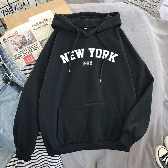 NEW Women NEW YORK Printing Cotton Thicken Warm Hoodies