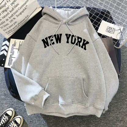 NEW Women NEW YORK Printing Cotton Thicken Warm Hoodies