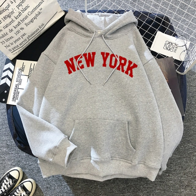 NEW Women NEW YORK Printing Cotton Thicken Warm Hoodies