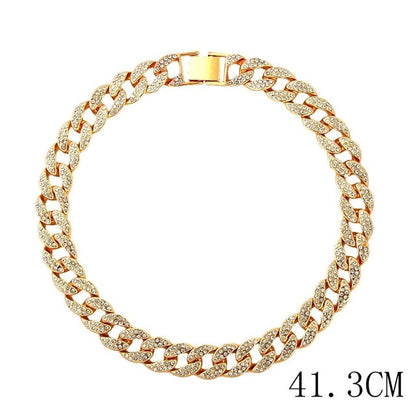 Cuban Link Chain Choker Iced Out Crystal Necklace