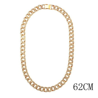 Cuban Link Chain Choker Iced Out Crystal Necklace