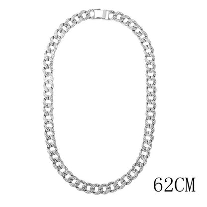 Cuban Link Chain Choker Iced Out Crystal Necklace