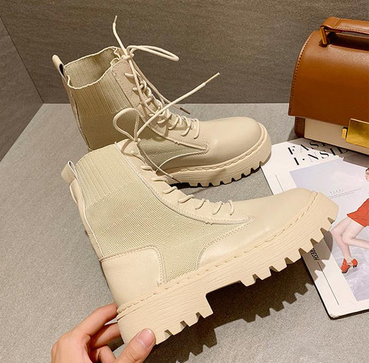 Women Autumn Thick Heel Slip on Round Toe Fashion Boots