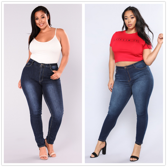 Women High Waist Stretch Casual Denim Pencil Jeans L-5XL