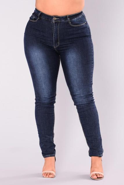 Women High Waist Stretch Casual Denim Pencil Jeans L-5XL