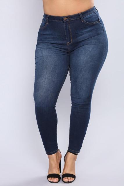 Women High Waist Stretch Casual Denim Pencil Jeans L-5XL
