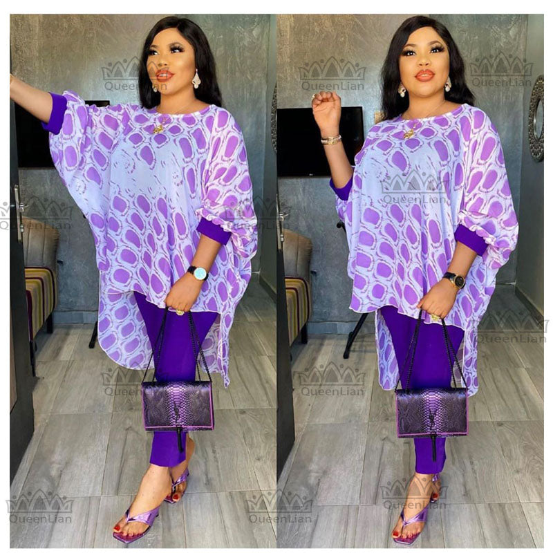 Women Bat Sleeve 2 Piece Elastic Set