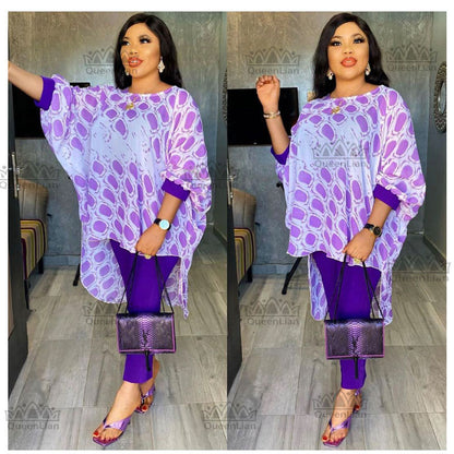 Women Bat Sleeve 2 Piece Elastic Set