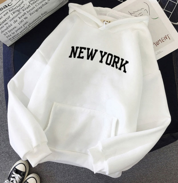 NEW Women NEW YORK Printing Cotton Thicken Warm Hoodies