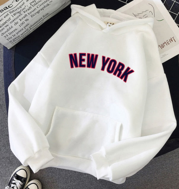 NEW Women NEW YORK Printing Cotton Thicken Warm Hoodies
