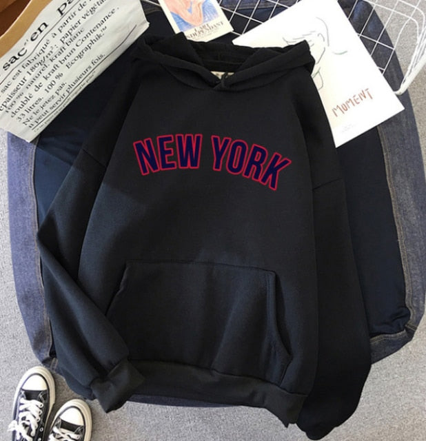NEW Women NEW YORK Printing Cotton Thicken Warm Hoodies