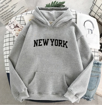 NEW Women NEW YORK Printing Cotton Thicken Warm Hoodies