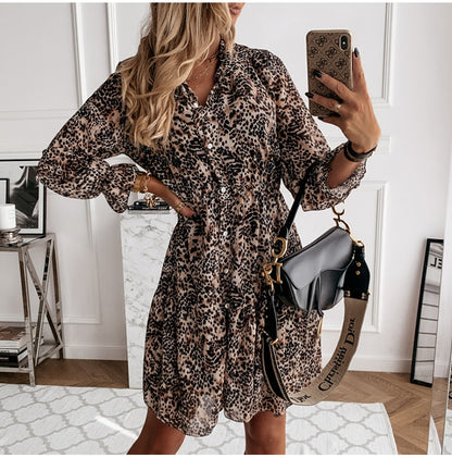 Women Print Long Sleeve Vintage Dress