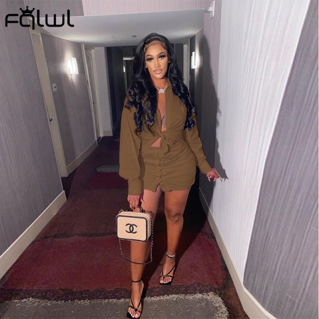 Women Two Piece Crop Top and Skirt Set