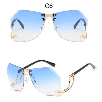 New Rimless Women Brand Designer Frame Oversize Gradient Sunglasses