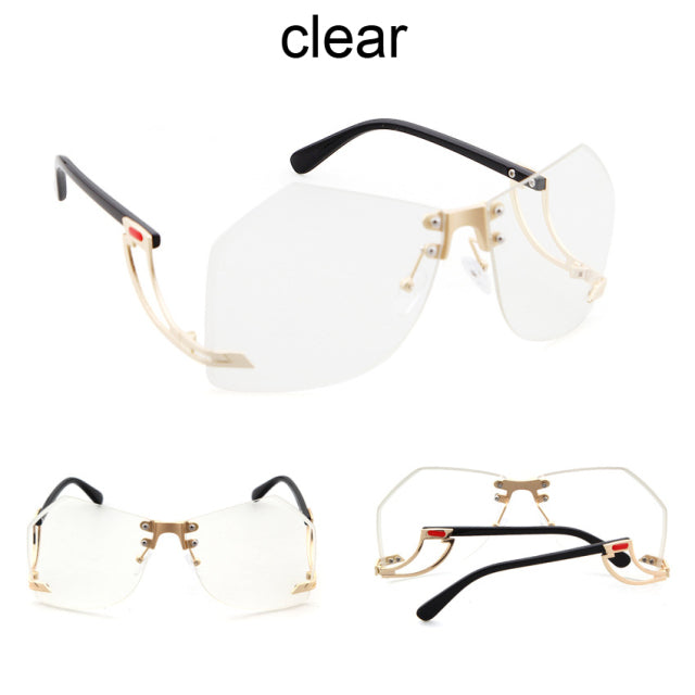 New Rimless Women Brand Designer Frame Oversize Gradient Sunglasses