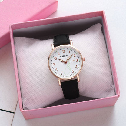 Women New Fashion Bracelet Finger Heart Watch Set