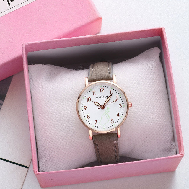 Women New Fashion Bracelet Finger Heart Watch Set