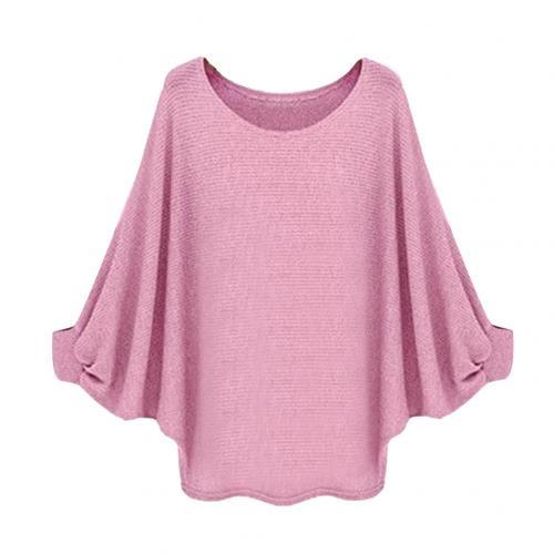 Batwing Long Sleeve O Neck Loose Solid Color Sweater