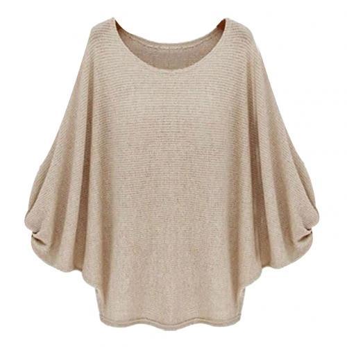 Batwing Long Sleeve O Neck Loose Solid Color Sweater