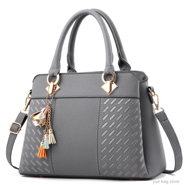 Women Leather Tassel Totes Bag