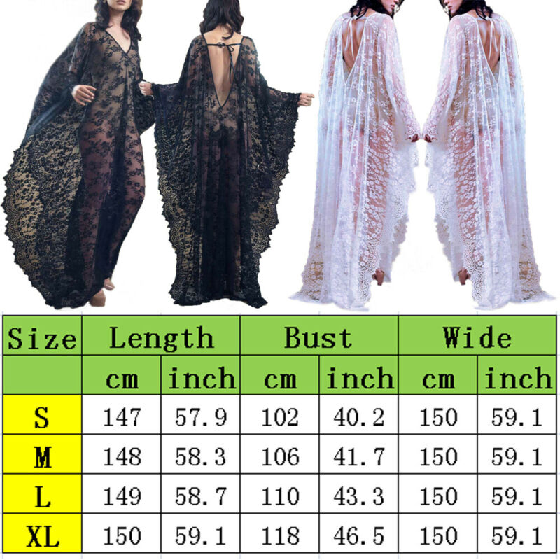 Women Lace Chiffon Kaftan Kimono Beach Bikini Cover Up
