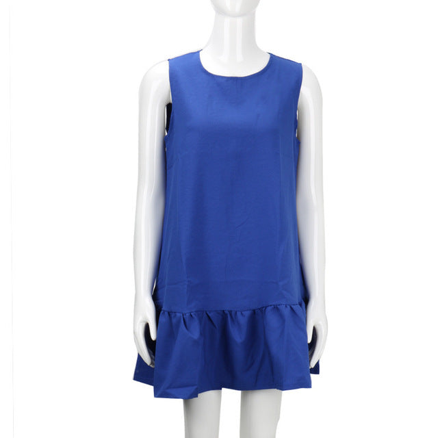 Women Mini Casual Beach Party Chiffon Ruffle Sleeveless Sundress