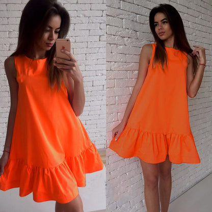 Women Mini Casual Beach Party Chiffon Ruffle Sleeveless Sundress