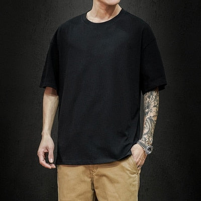 Men Solid Oversized Cotton Short Sleeve Shirt