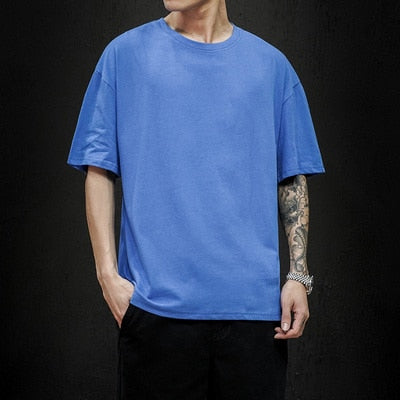 Men Solid Oversized Cotton Short Sleeve Shirt