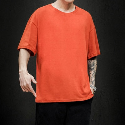 Men Solid Oversized Cotton Short Sleeve Shirt