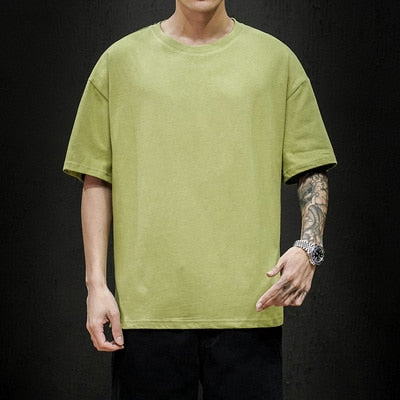Men Solid Oversized Cotton Short Sleeve Shirt