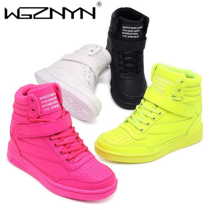 Women Breathable High Top Casual Leather Sneakers