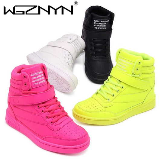 Women Breathable High Top Casual Leather Sneakers