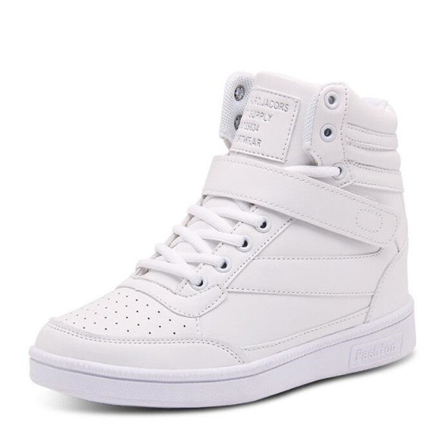 Women Breathable High Top Casual Leather Sneakers