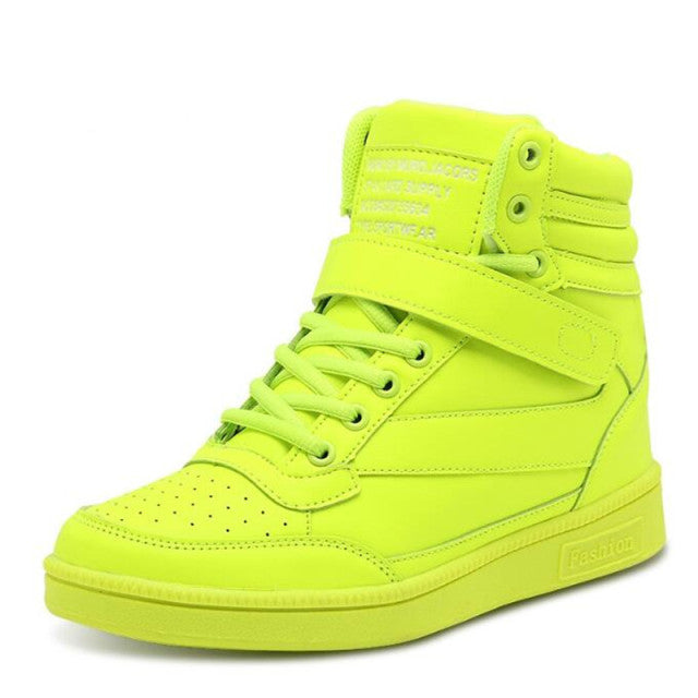 Women Breathable High Top Casual Leather Sneakers