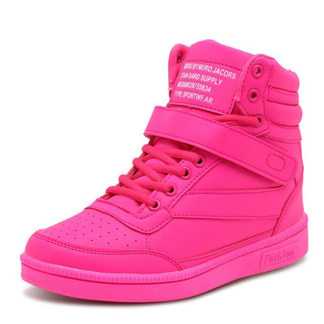Women Breathable High Top Casual Leather Sneakers