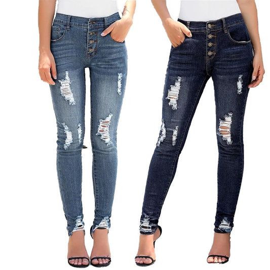 Women Push Up Ripped Design Denim Jeans