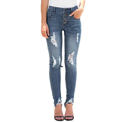 Women Push Up Ripped Design Denim Jeans