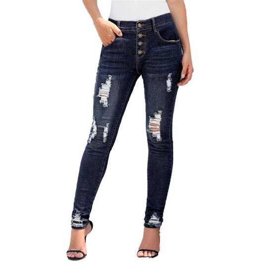 Women Push Up Ripped Design Denim Jeans
