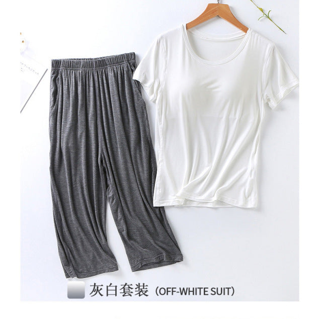 Summer New Short-Sleeved Cropped Trousers Plus Size