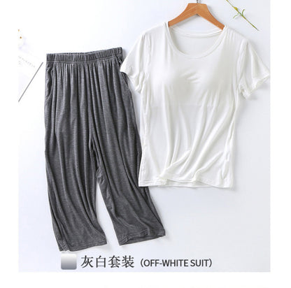 Summer New Short-Sleeved Cropped Trousers Plus Size